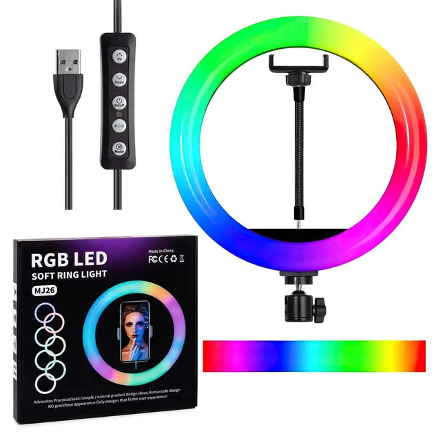 Aro De Luz Rgb Multicolor 26 Cm Profesional Tripode 2m – LA