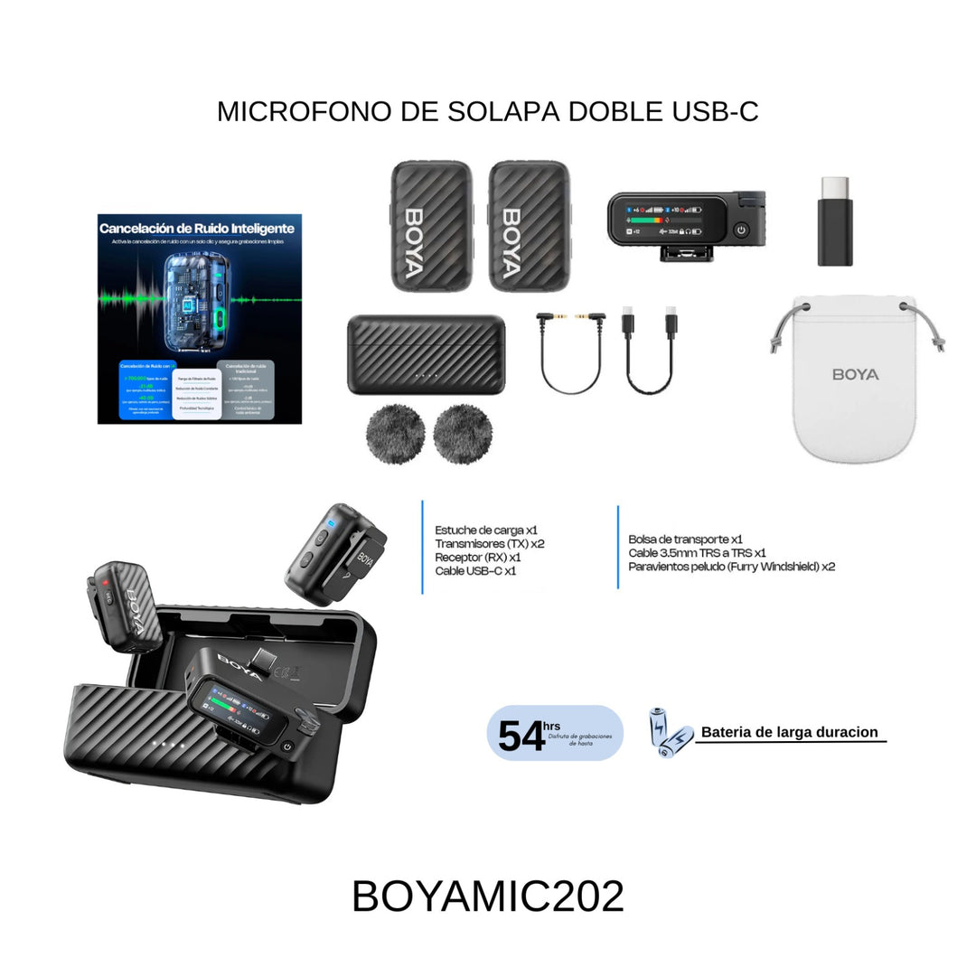 Microfono De Solapa Doble USB-C Boya