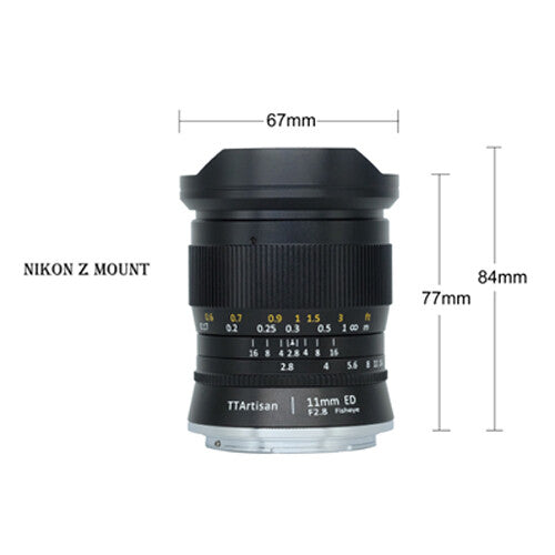 Lente Ojo De Pez Manual TTArtisan Ultra Gran Angular 11mm F/2.8 Para Nikon Montura Z Full Frame