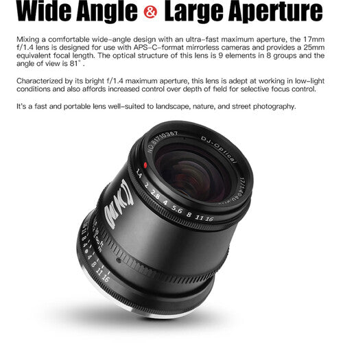 Lente Ultra Gran Angular De Enfoque Manual TTArtisan 17mm f/1.4 Para Nikon Montura Z APS-C