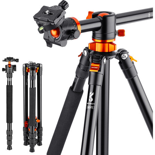 Trípode Aluminio Ligero K&F Concept 1,85m Cabezal 360 Toma Cenital