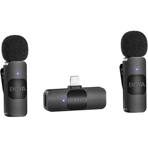 Micrófono Inalámbrico Doble Transmisor Para iPhone iPad Boya BY-V2 Plug Play