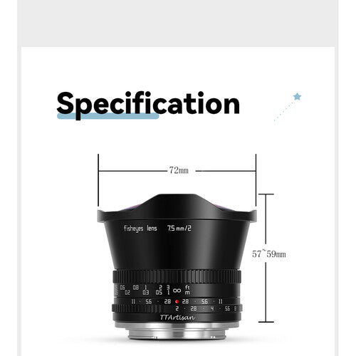 Lente Ojo De Pez 7.5mm De Enfoque Manual TTArtisan f/2 Para Canon Montura RF APS-C