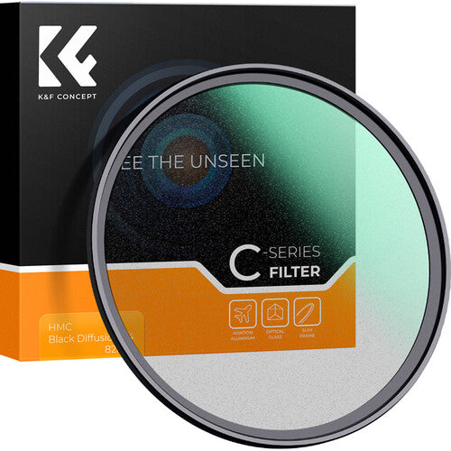 K&F Concept Filtre Black Diffusion 1/4 82mm et 3 Chiffons de Nettoyage