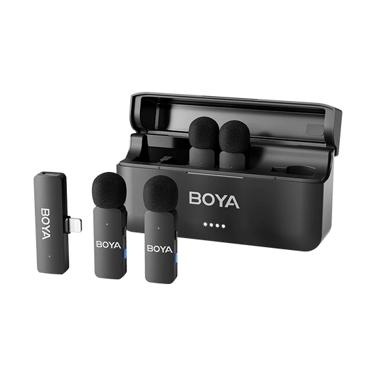 Microfono Lavalier Inalambrico Boya BYV4D Para iPhone Podcast Linghtning