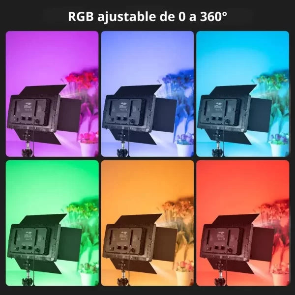 Lampara RGB Pantalla 50W, 2 Baterias + Cargadores LED800RGB