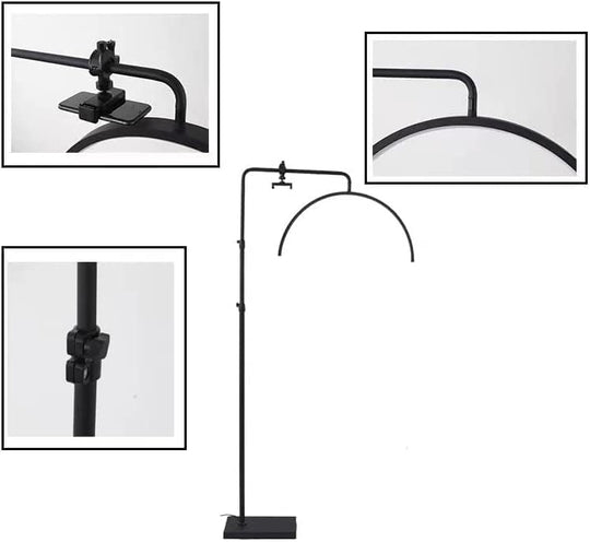 Luz Led En Media Luna 60w Profesional Para Cejas Uñas Maquillaje Soporte Al Piso Bicolor