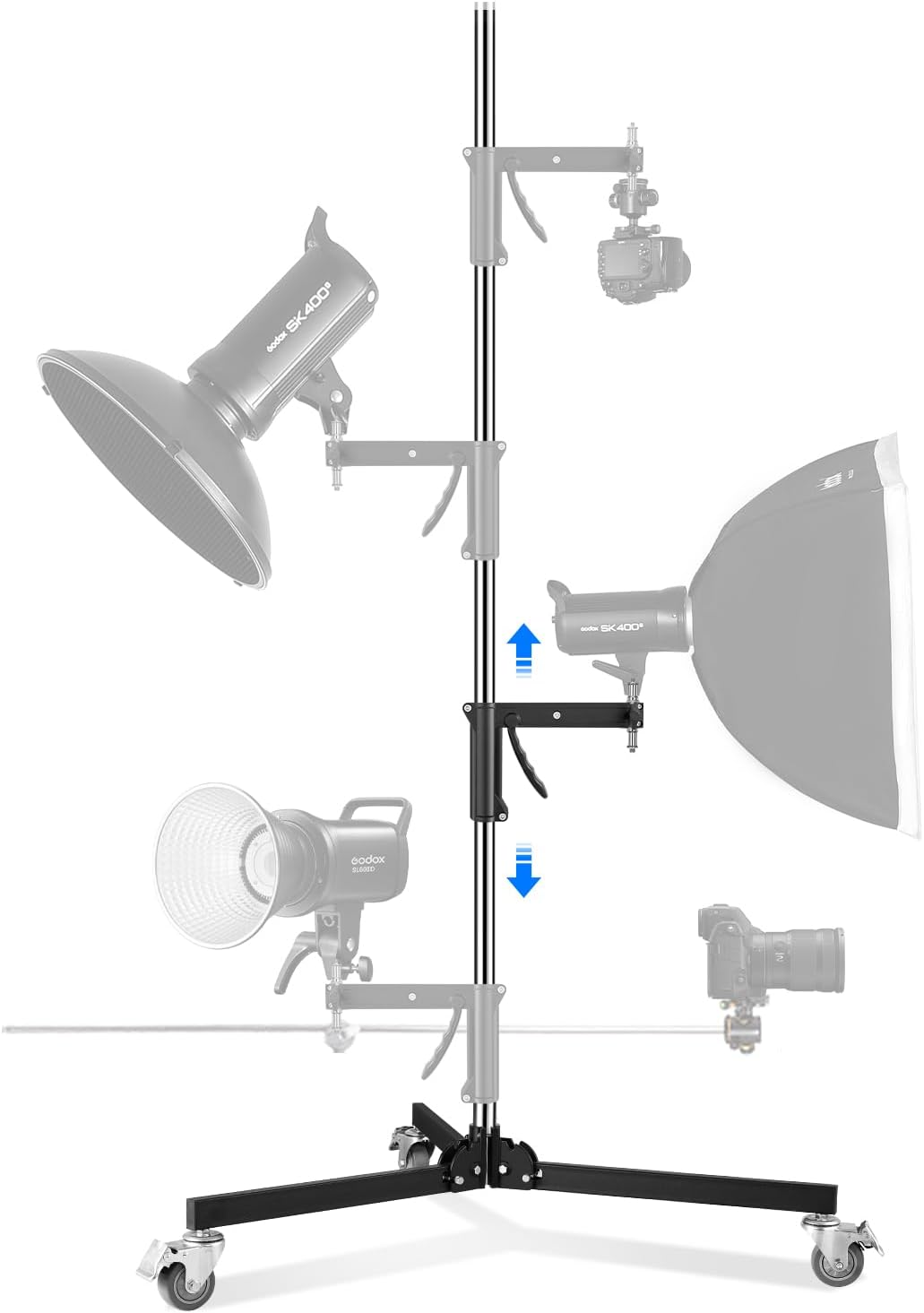 Stand Para Luces Fotografia Con Ruedas Y Soporte Deslizante