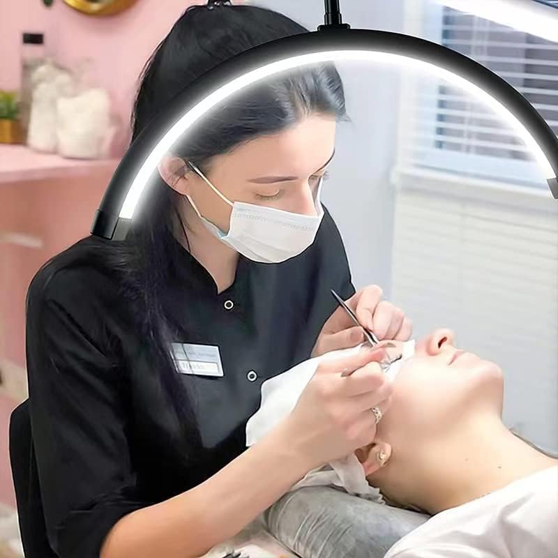 Luz Led En Media Luna 60w Profesional Para Cejas Uñas Maquillaje Soporte Al Piso Bicolor