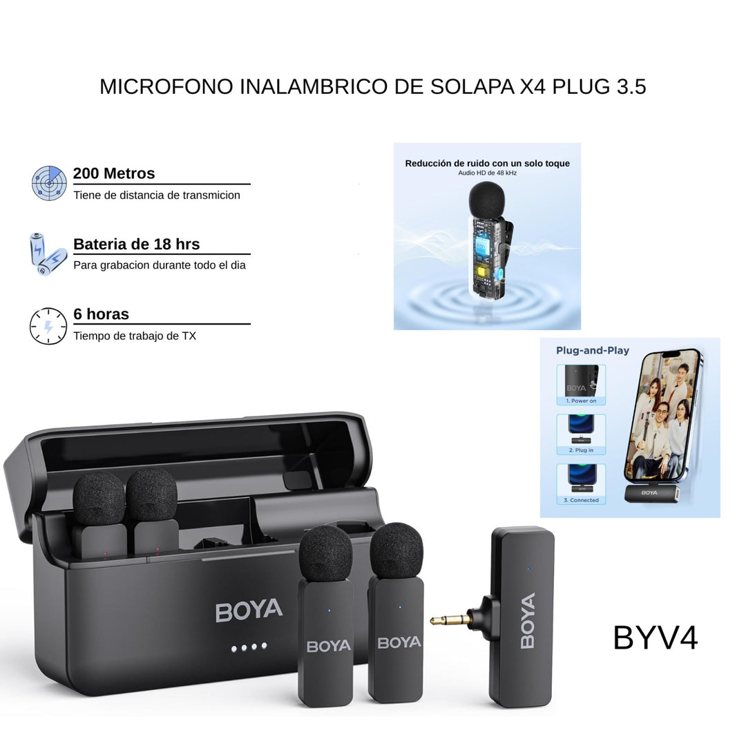 Microfono Inalambrico De Solapa X4 Plug 3.5 Boya