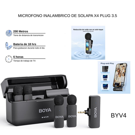 Microfono Inalambrico De Solapa X4 Plug 3.5 Boya