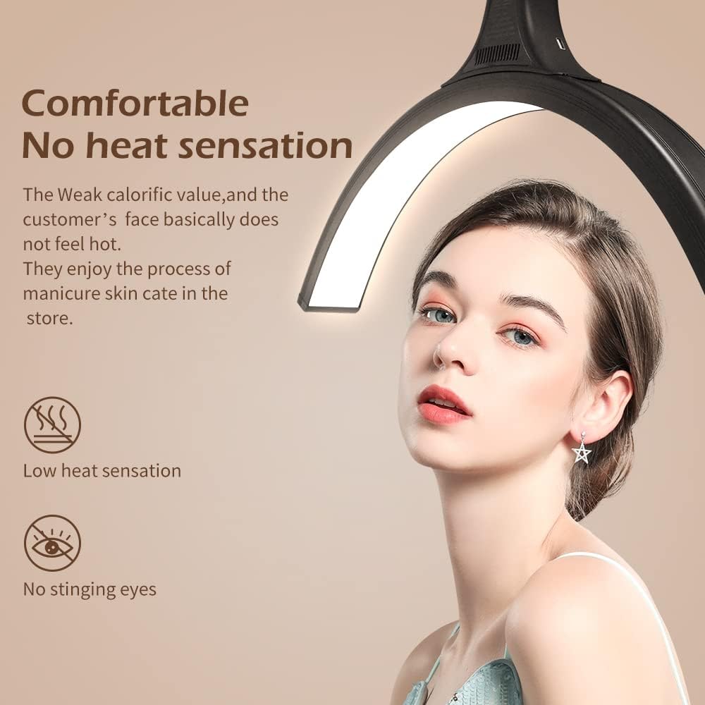 Luz Led En Media Luna 60w Profesional Para Cejas Uñas Maquillaje Soporte Al Piso Bicolor