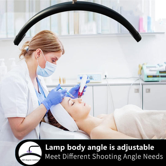 Luz Led En Media Luna 60w Profesional Para Cejas Uñas Maquillaje Soporte Al Piso Bicolor