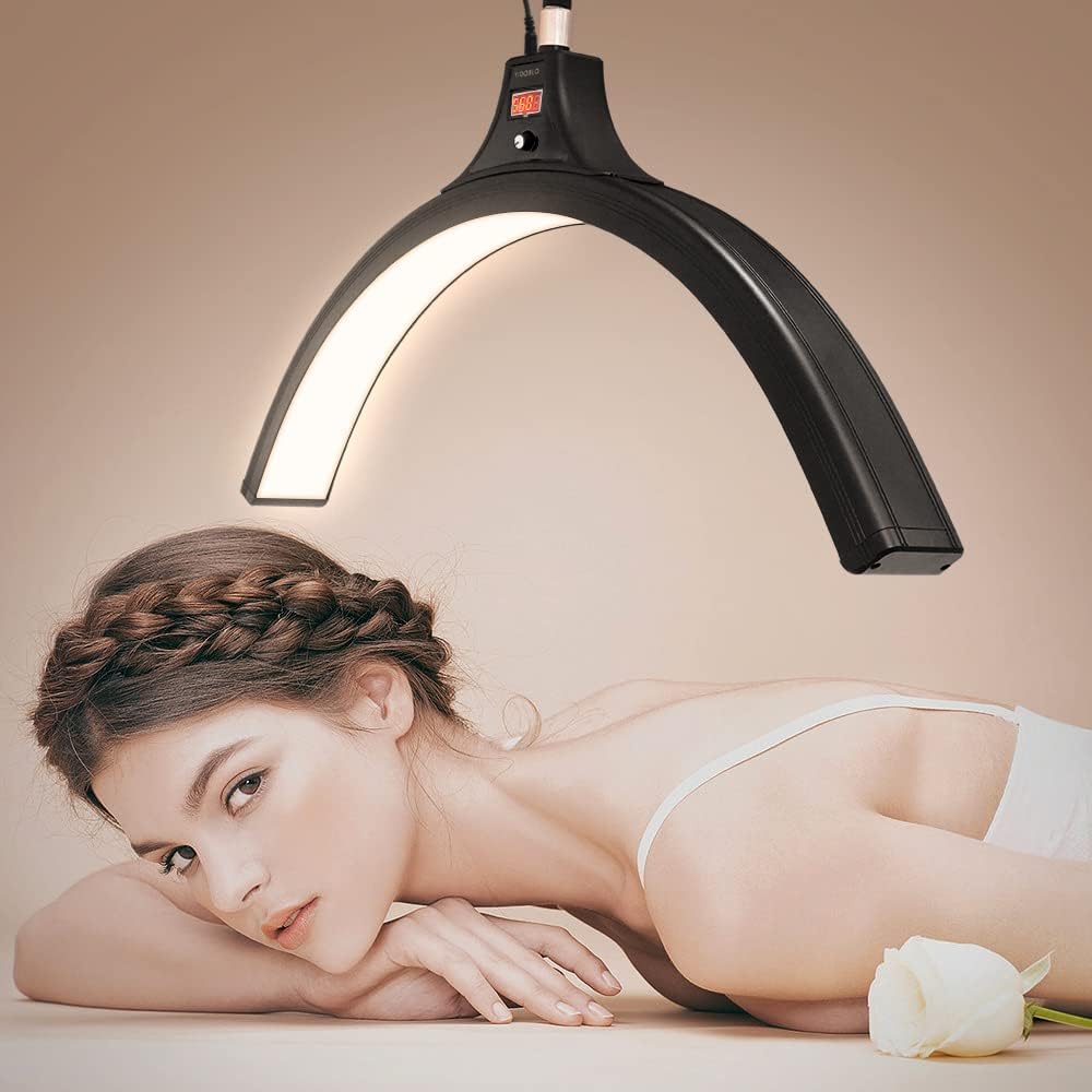 Luz Led En Media Luna 60w Profesional Para Cejas Uñas Maquillaje Soporte Al Piso Bicolor