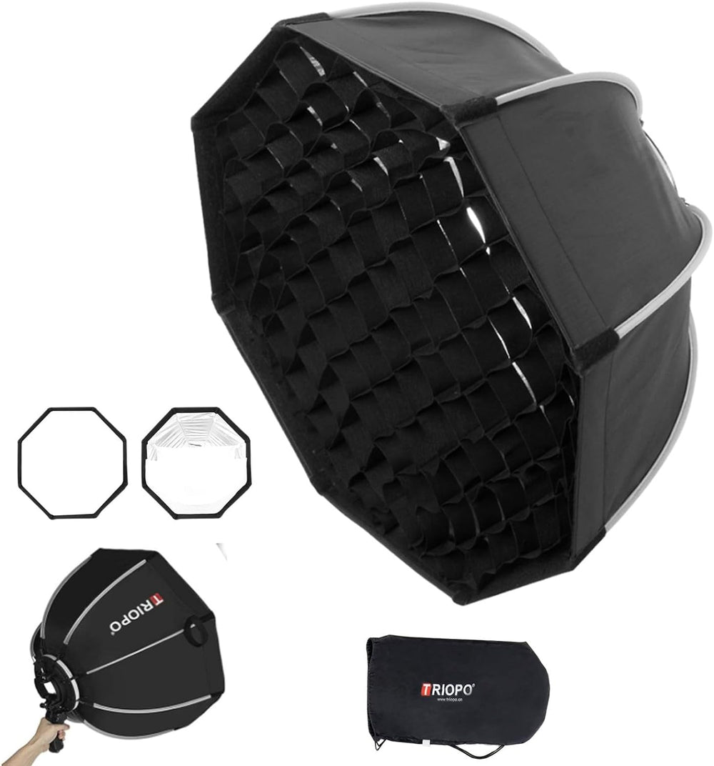 Softbox Octabox Triopo Para Flash 45cm Con Mango Y Grid / Panal