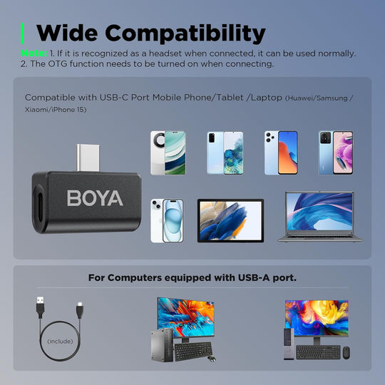 Micrófono Inalámbrico Usb C Doble Transmisor Boya Omic U