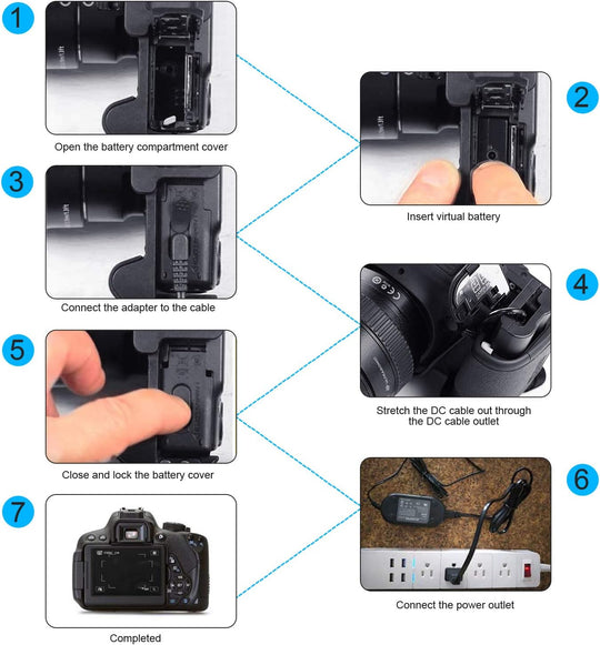 Adaptador Corriente Directa Para Camara CANON de Bateria LP-E8 EOS T5i T4i T3i T2i 700D 650D 600D 550D KissX6 KissX5 KissX4