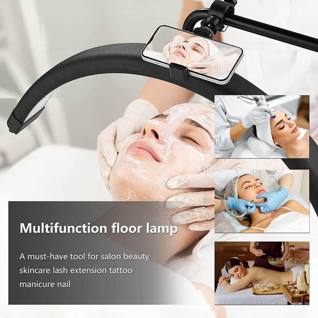 Luz Led En Media Luna 60w Profesional Para Cejas Uñas Maquillaje Soporte Al Piso Bicolor