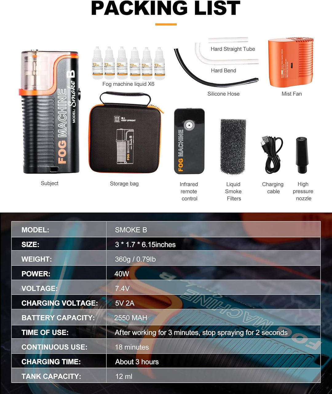 Maquina De Humo Portátil Para Fotografía Video LensGo Smoke B 40W