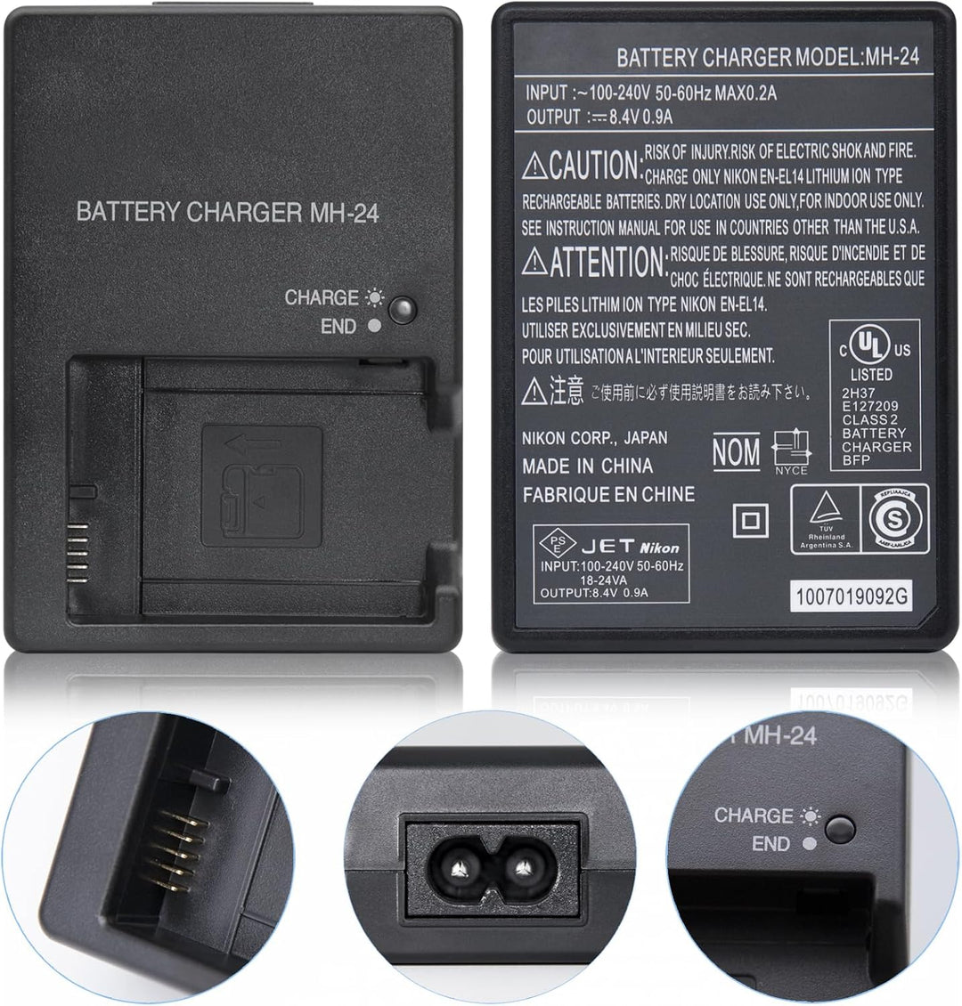 Cargador MH-24 + Bateria EN-EN14A Nikon D3100- D3200- D3300- D3400- D3500- D5100- D5200- D5300- D5500- D5600