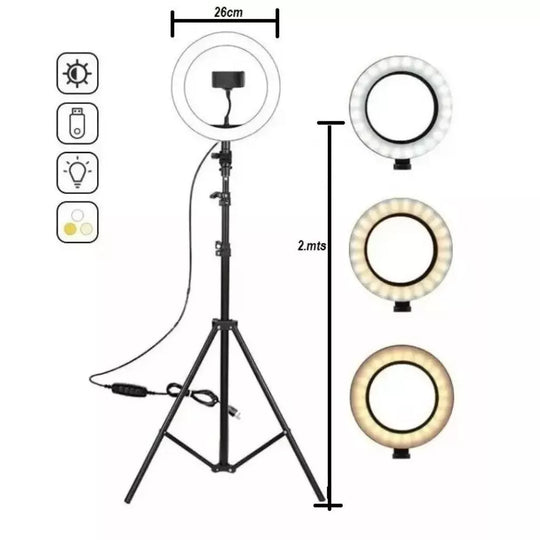 Aro De Luz 26 Cm Profesional + Tripode 2m - LA BOUTIQUE FOTOGRAFICA LA BOUTIQUE FOTOGRAFICA