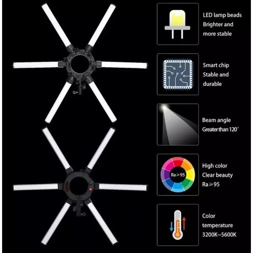 Aro Luz Led Estrella Profesional Star Light 12 Tubos GENERICO