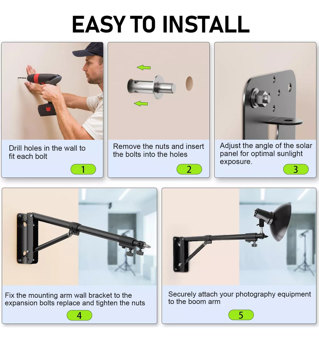 Soporte Brazo De Pared Triangular Para Montaje de Iluminacion