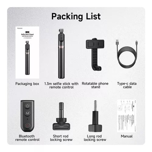 Selfie Stick Telesin Gopro O Celular Control Bluetooth 60cm - 1.3m