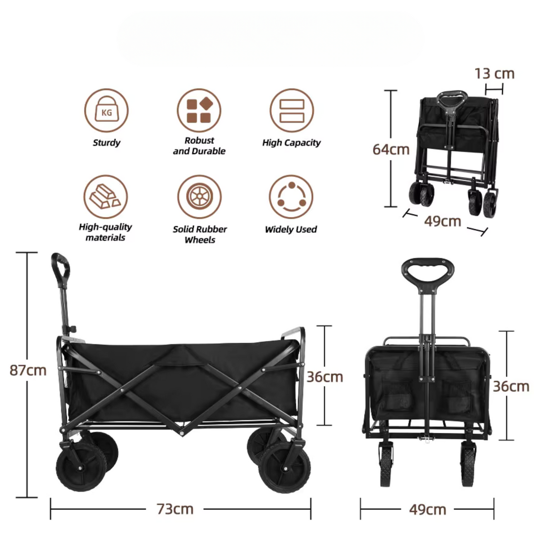 Carrito Plegable Transportador Para Equipos Pesados Hasta 90kg Ruedas Grandes