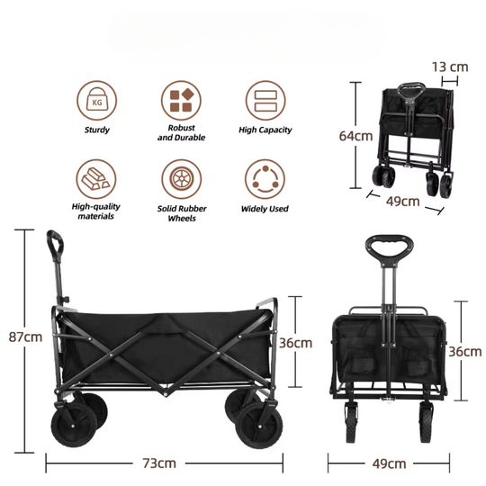 Carrito Plegable Transportador Para Equipos Pesados Hasta 90kg Ruedas Grandes