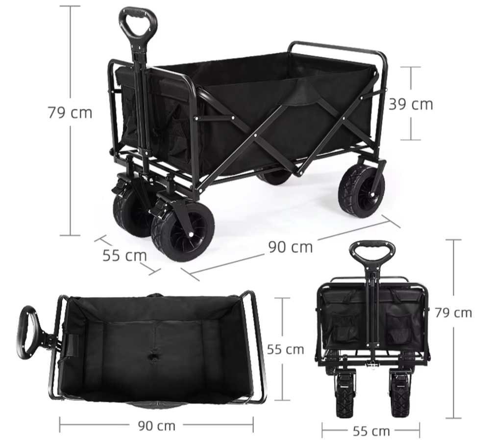 Carrito Plegable Transportador Equipos Pesados Hasta 90kg Ruedas Grandes