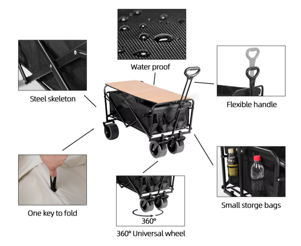 Carrito Plegable Transportador Para Equipos Pesados Hasta 90kg Ruedas Grandes