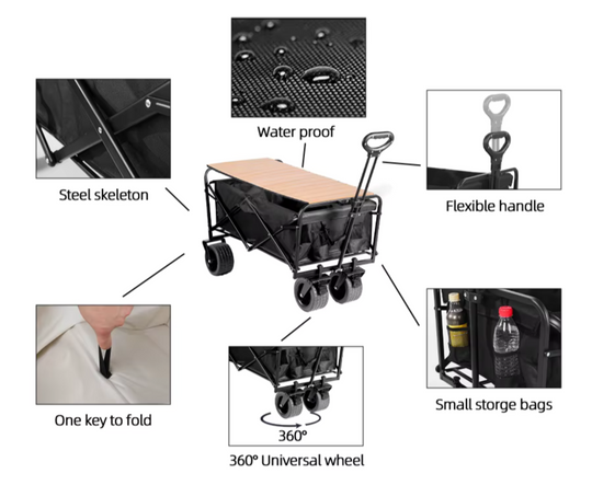Carrito Plegable Transportador Para Equipos Pesados Hasta 90kg Ruedas Grandes