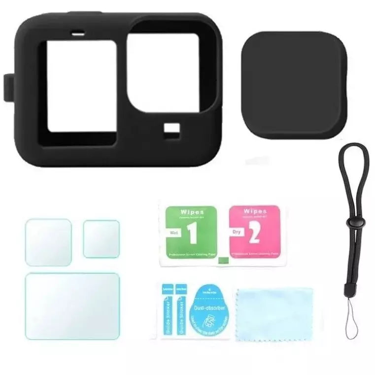 Funda Silicona Para Gopro Hero 9/10/11 + Vidrios Protectores - LA BOUTIQUE FOTOGRAFICA Funda para GoPro LA BOUTIQUE FOTOGRAFICA
