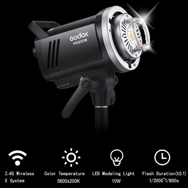 Lampara Godox MS200V Con Luz De Modelado Led Para Fotografia