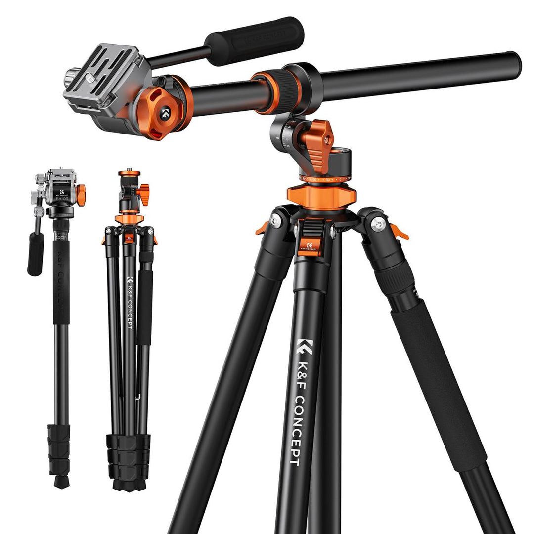 Trípode Profesional Cabezal Fluido 360 2,3m K&F Concept Toma Cenital