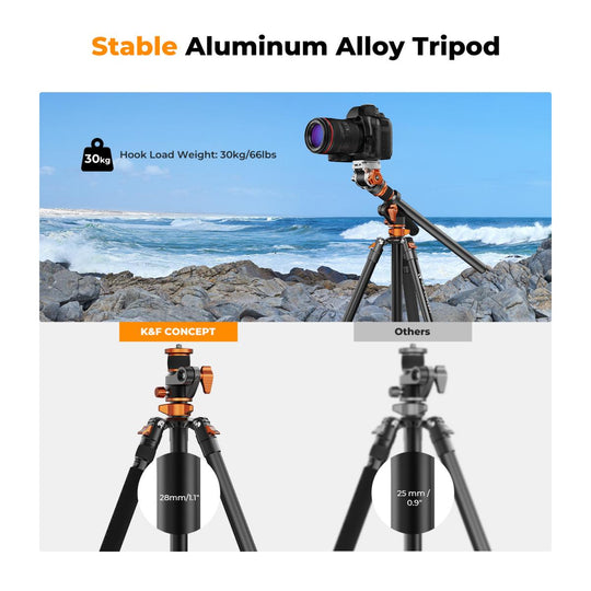 Trípode Profesional Cabezal Fluido 360 2,3m K&F Concept Toma Cenital