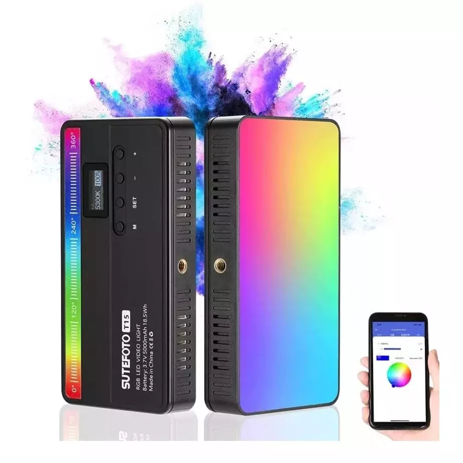 Panel Luz Led Rgb Profesional 15W Portatil Recarganble Sutefoto Para Fotografia Y Video