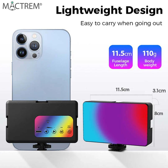 Panel Luz Led Portatil Multicolor Con Clip Para Celular Tablet Computador