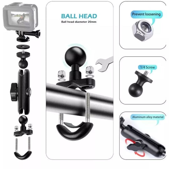 Soporte Tipo Ram Alta Calidad Motowolf Abrazadera Para Tubos - LA BOUTIQUE FOTOGRAFICA ACCESORIOS CAMARA DE ACCION LA BOUTIQUE FOTOGRAFICA