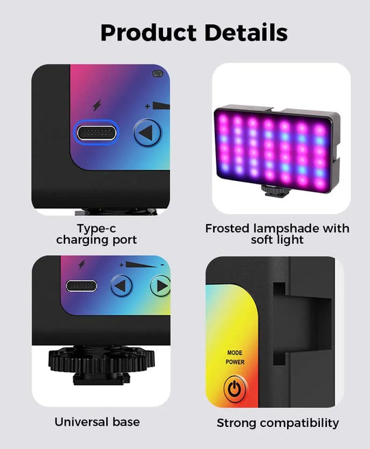 Panel Luz Led Portatil Multicolor Con Clip Para Celular Tablet Computador