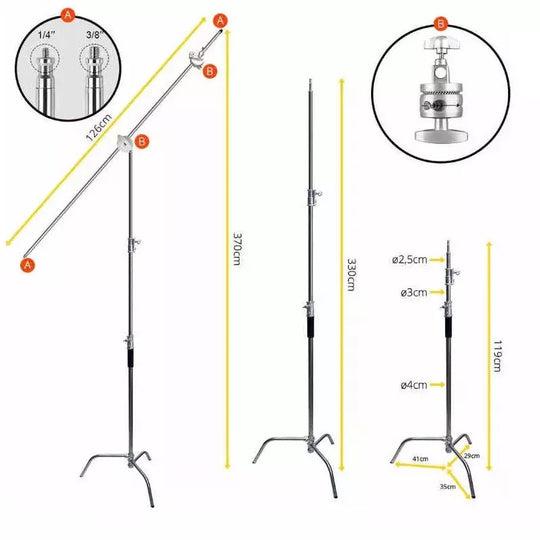 Trípode C Stand 3 Metros De Alto Con Brazo