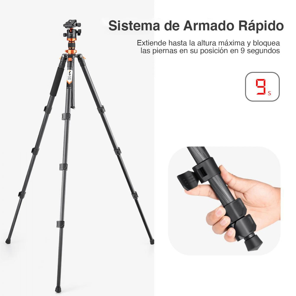 Trípode En Fibra De Carbono Cabeza de Bola Monopie K&F Concept