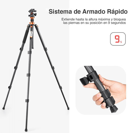 Trípode En Fibra De Carbono Cabeza de Bola Monopie K&F Concept