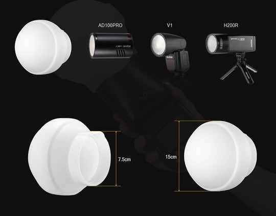 DIFUSOR ESFERICO EN SILICIONA PARA FLASHES GODOX AKR-22