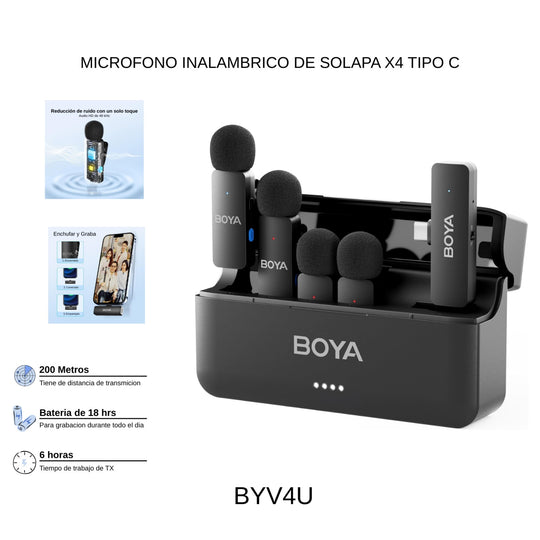 Microfono Inalambrico De Solapa X4 Tipo C Boya
