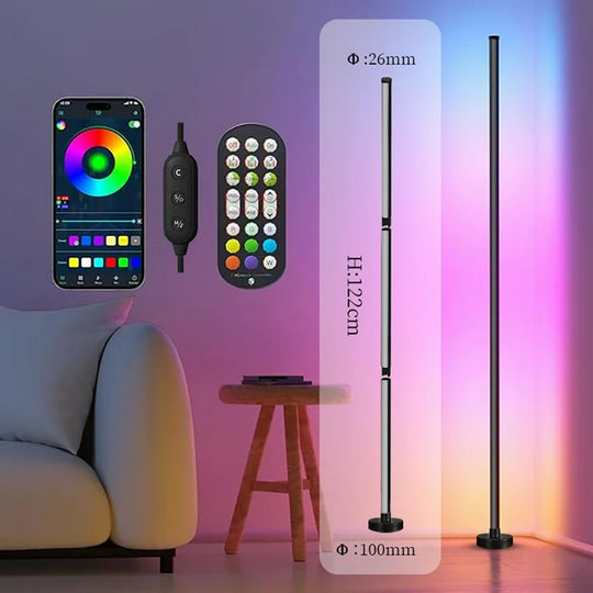 Kit 2 Barras Luz Led Rgb De Piso Ambientacion Streaming