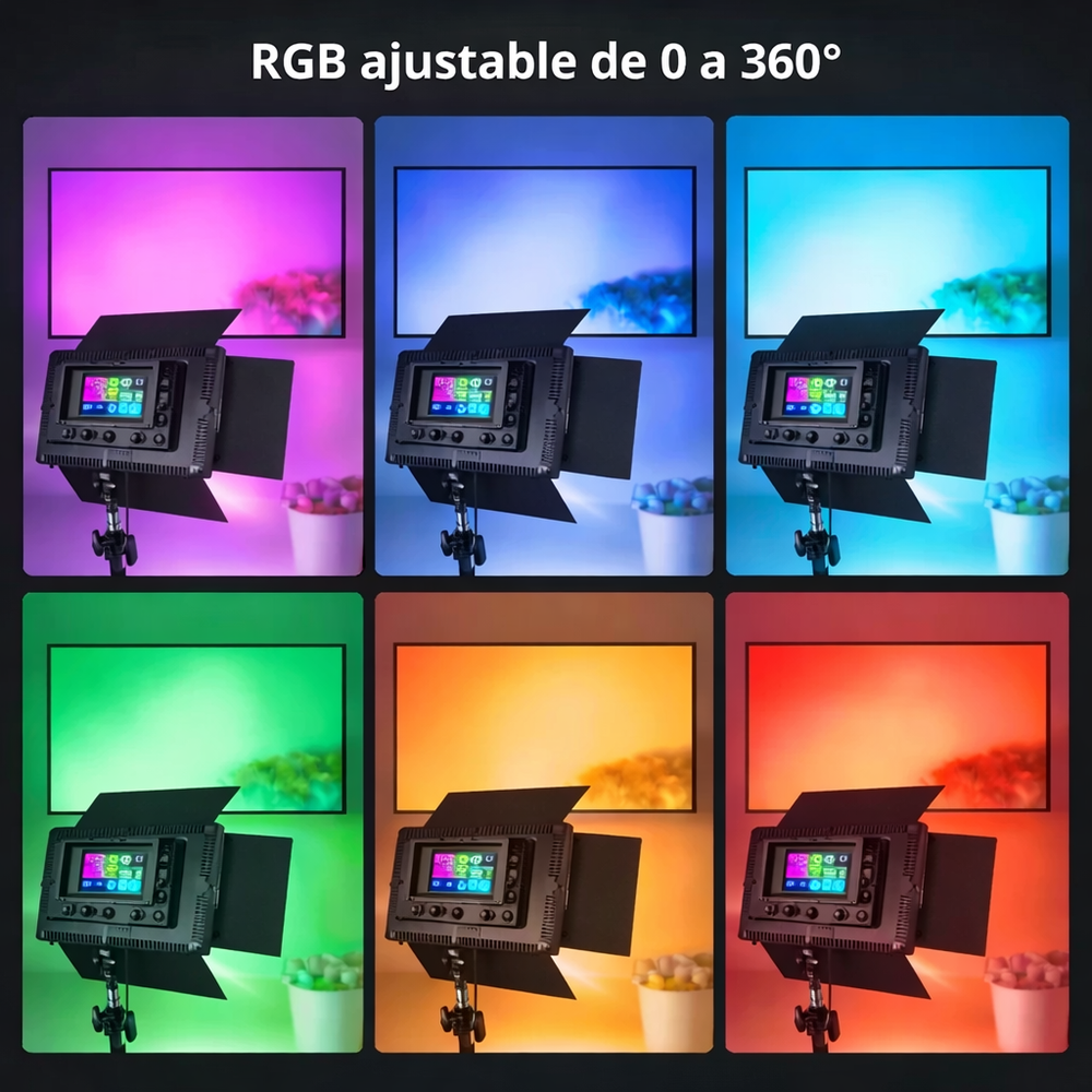 Lampara RGB Pantalla 50W, 2 Baterias + Cargadores LED800RGB
