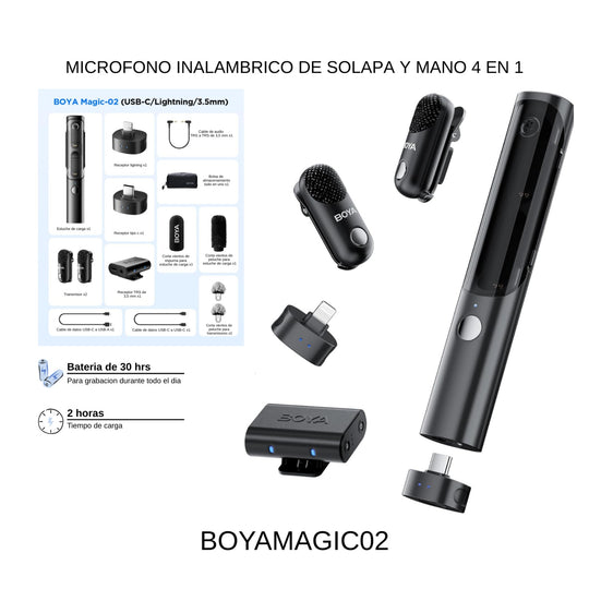 Microfono Inalambrico De Solapa Y Mano 4 En 1 Boya